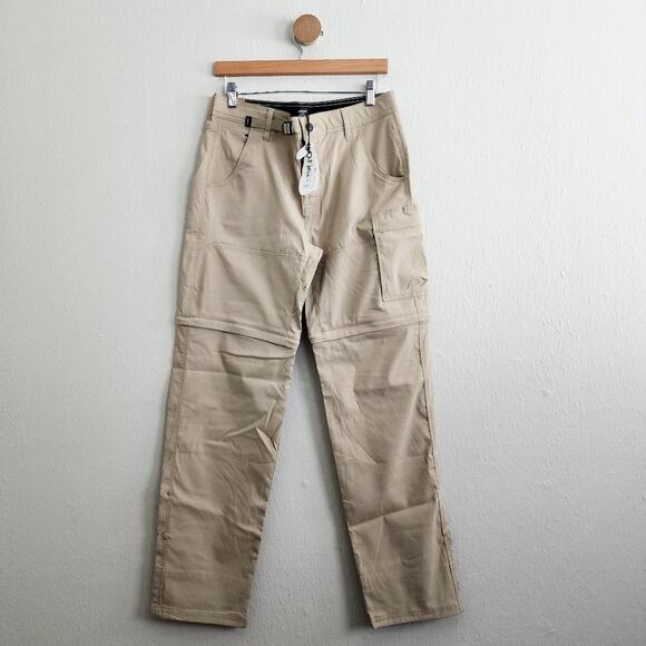 NEW Prana Stretch Zion Durable Convertible Men's Tan Cargo Pants Sandbar Tan